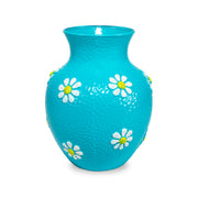 WD LifeStyle Vaso in Vetro con Decorazioni Esterne Azzurro