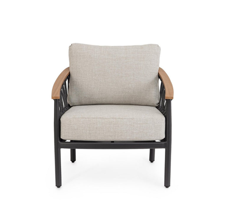 Bizzotto Fenix Set Salotto Antracita – Sofá de 3 Plazas, 2 Sillones y Mesita Exterior