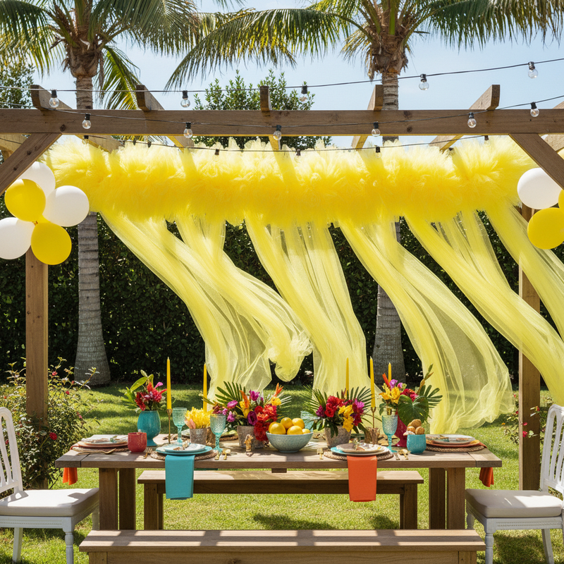 Rotolo Tulle semi-trasparente per bomboniere, decorazioni e fai da te. ARPIMEX rotolo giallo limone H 12,5 cm × 100 mt, rete fine, no sfilacciatura