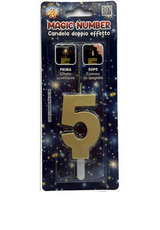 bigiemme bigiemme candela magic number nr 5 doppio uso scintillante e fiamma h 68 cm oro ean 8006941062154