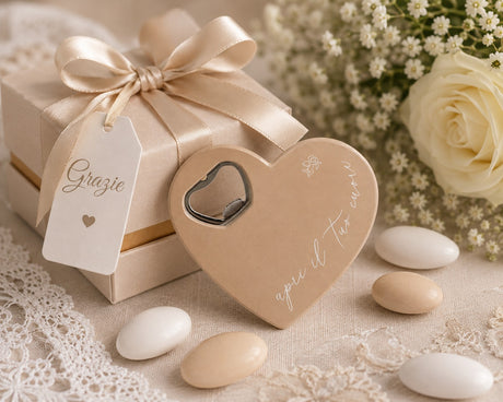 cupidoco cupidoco apribottiglie a cuore beige bomboniera elegante e utile 8 x 85 cm ean 8058196010466