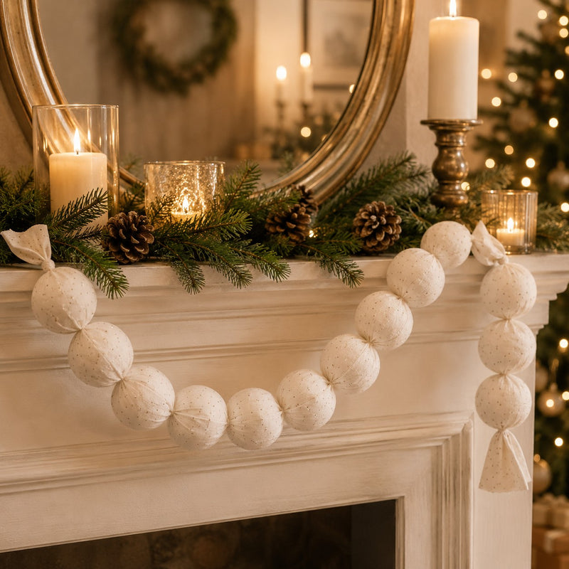 edg enzo de gasperi edg enzo de gasperi festone natalizio 20 palle brillanti avorio 8 cm l180 cm decorazione di natale ean 8059824690999