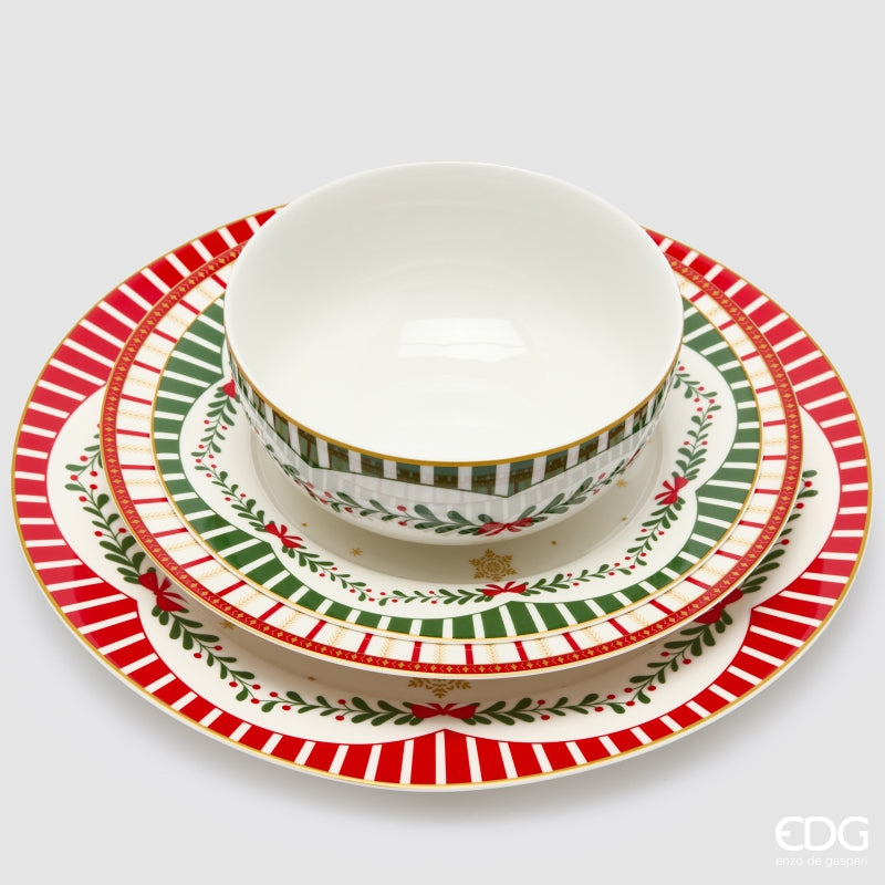 edg enzo de gasperi edg enzo de gasperi servizio piatti natale xmas 24 pz in ceramica rosso verde piano fondo dessert e ciotole ean 8059824668127