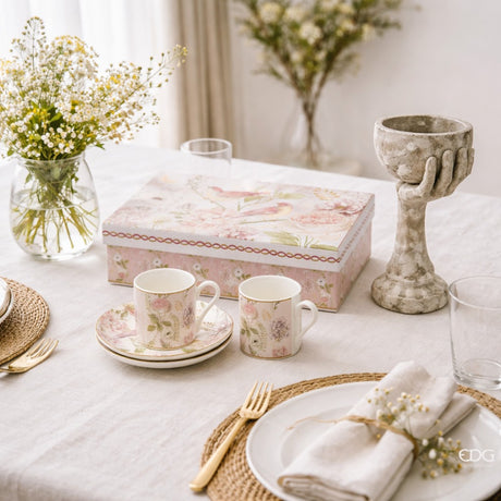 edg enzo de gasperi edg enzo de gasperi set 2 tazze caffe con piattini confezione regalo bianco rosa ean 8059824212979