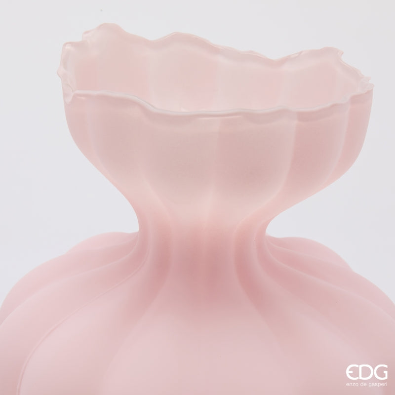 edg enzo de gasperi edg enzo de gasperi vaso flow sinuoso h 32 cm d 26 cm waterproof vetro satinato rosa ean 8059824630698