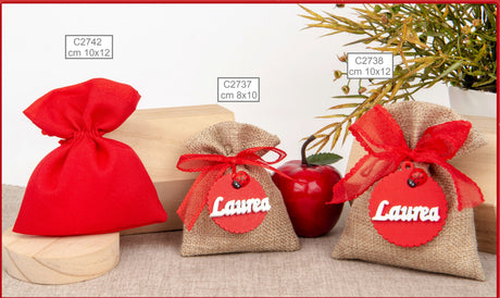 etm etm sacchetto classic bag rosso portaconfetti 10 x 12 cm bomboniera laurea 12 pz ean 8059793663727