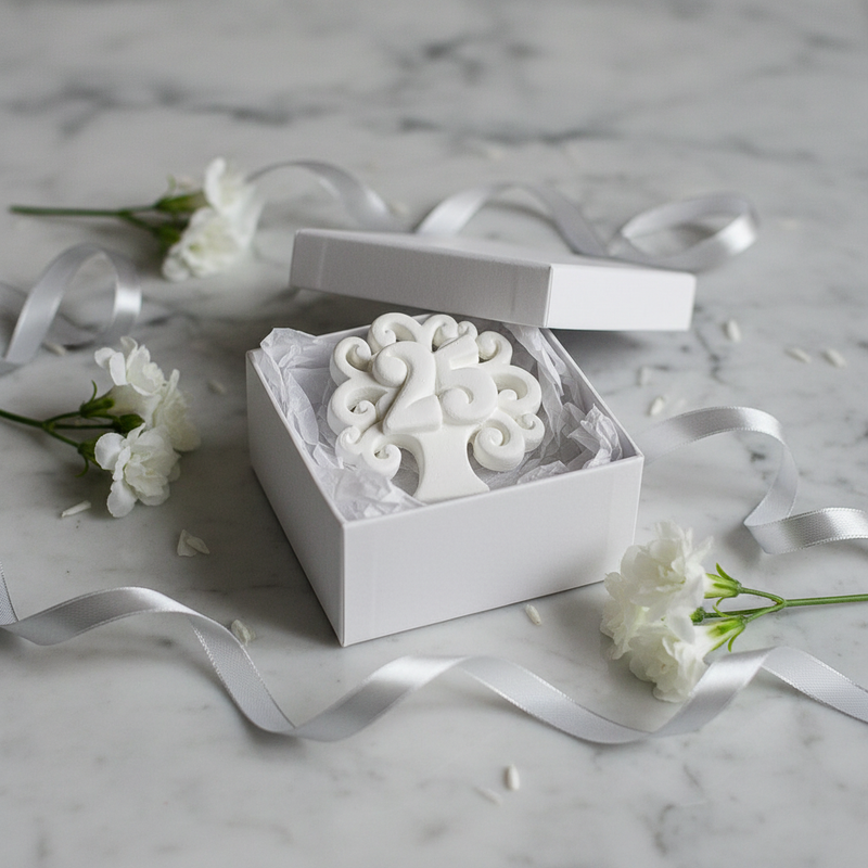 Bomboniera in gesso Etm Albero della Vita 4 cm, simbolo di crescita per anniversari d matrimonio. Dettagli fini, finitura opaca conf 12 Pz. ean 8059973107058