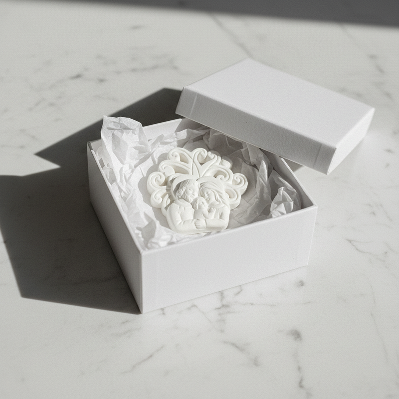 Gesso Famiglia ETM bianco 4,3 cm, set 12 pz. Bomboniera e decorazione per matrimoni, battesimi e cerimonie.
