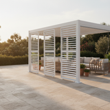 Pannello Mobile Orientabile Vulcano 93x235 Bianco – Privacy Screen Villa Privata Lounge Travertino