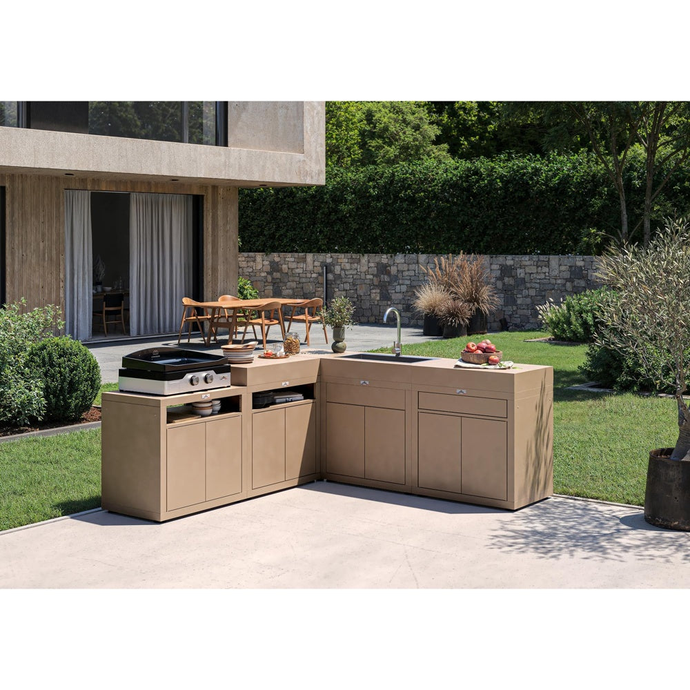 le marquier le marquier mobile piano di lavoro con ante 80 x 55 cm taupe top sabbia per cucina outdoor e plancha ean 3339380176904