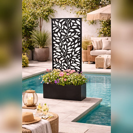 regalo italiano regalo italiano fioriera rettangolare nera in ferro 50 x 22 cm h 120 cm porta piante da esterno design moderno ean 8057586111172