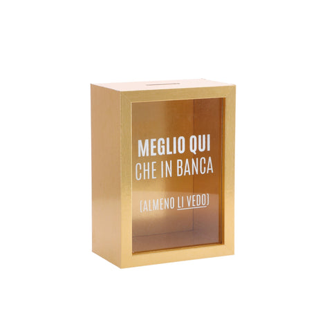 regalo italiano regalo italiano salvadanaio mdf e vetro ass 13 x 8 cm h 16 cm porta risparmi decorativo moderno casa 1 pz ean 8057586200920