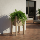 Fioriera alta in resina UV per esterni e interni. TeraPlast Trama 014 Almond, 42×42×H80 cm, -30°/+60°C, 100% riciclabile. ean-8051560251663