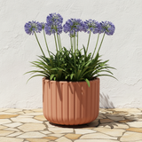 Vaso rigato TeraPlast Echo 50 Canyon, resina riciclabile Ø50 cm, 50 lt, sovrapponibile con Pulse e Moon, UV, indoor/outdoor. Design modulare. 