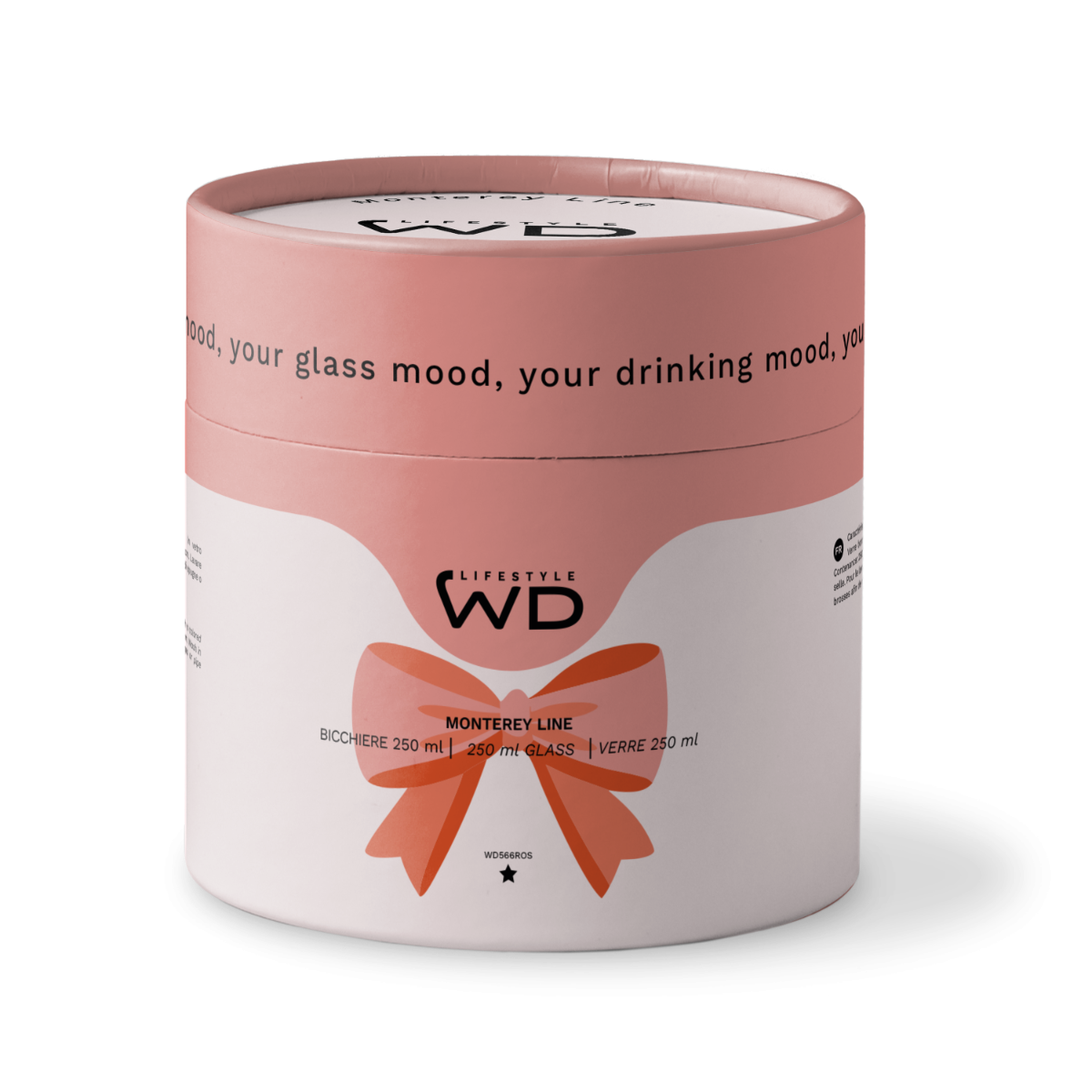 wd lifestyle wd lifestyle bicchiere vetro borosilicato cc 250 ml decoro fiocco rosa ean 8055035680583