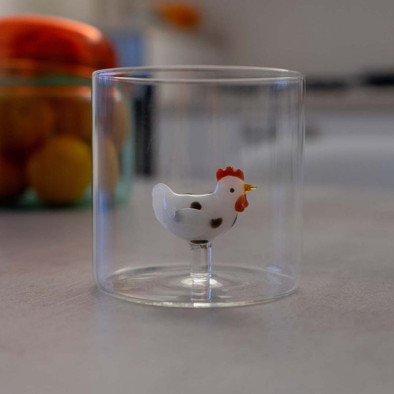wd lifestyle wd lifestyle bicchiere vetro borosilicato cc 250 ml decoro gallina bianca ean 8053300575992