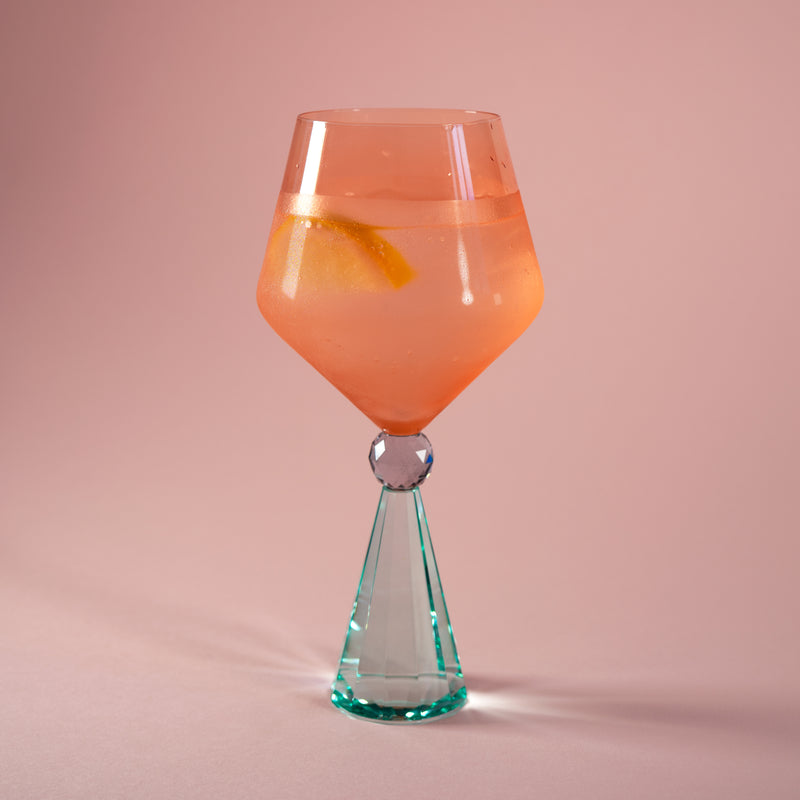 wd lifestyle wd lifestyle calice per gin tonic in verto base effetto diamante azzurro pesca ean 8055035683997