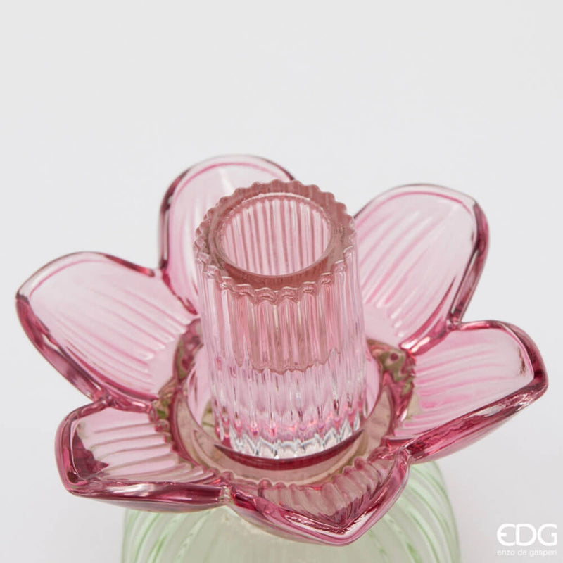 edg enzo de gasperi edg enzo de gasperi portacandela flower in vetro h 125 cm d 12 cm violet mix ean 8059824630292
