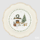 edg enzo de gasperi edg enzo de gasperi servizio piatti caminetto natalizio 24 pz ceramica bianco verde piano fondo dessert e ciotole ean 8059824668073