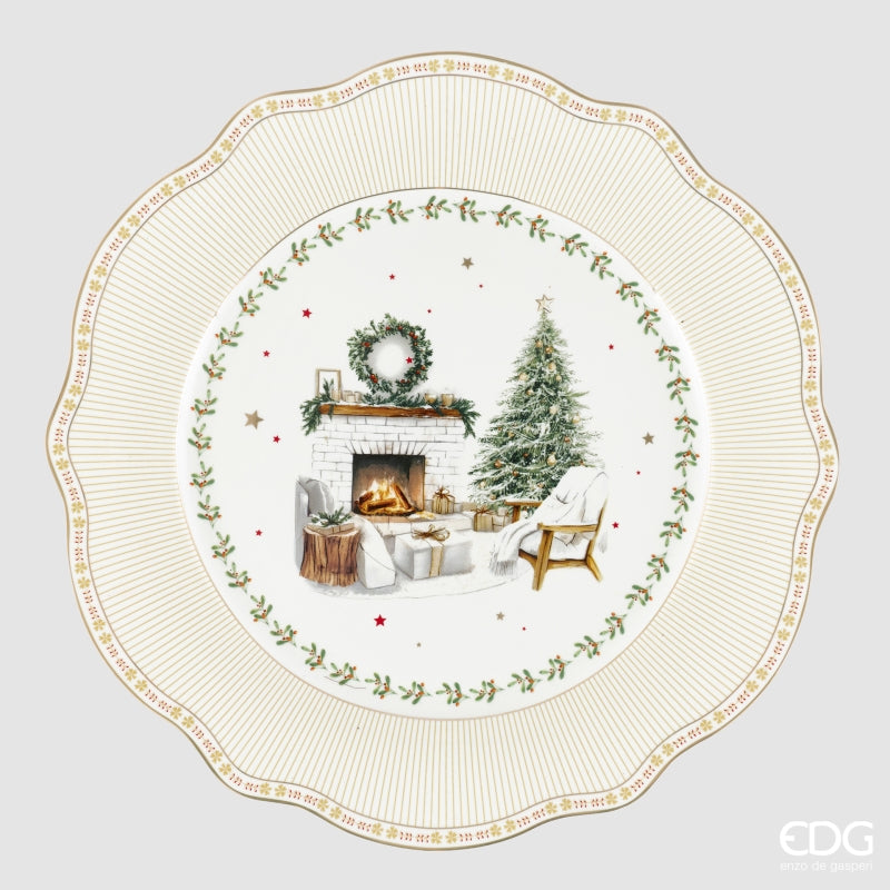 edg enzo de gasperi edg enzo de gasperi servizio piatti caminetto natalizio 24 pz ceramica bianco verde piano fondo dessert e ciotole ean 8059824668073