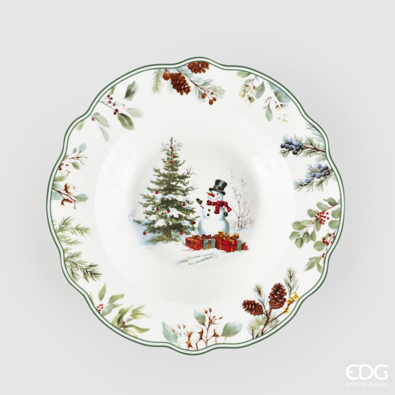 edg enzo de gasperi edg enzo de gasperi servizio piatti pino innevato di natale 24 pz ceramica verde mix piano fondo dessert e ciotole ean 8059824668097