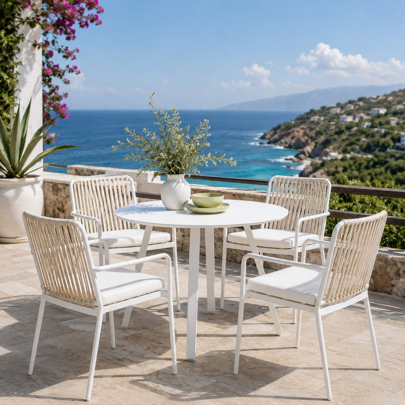 edg enzo de gasperi edg enzo de gasperi tavolo rotondo da esterno bianco in alluminio d 100 cm h75 cm ean 8059824332356