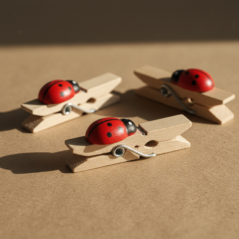 Chiudi pacchi e bomboniere con stile: mollette Ghisi Roberto &C in legno naturale con coccinella, 25 mm, conf. 50 pz. Versatili per hobby e decor.