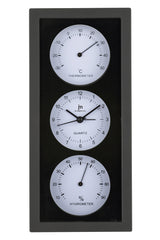 lowell lowell orologio da parete o appoggio con sveglia termometro e igrometro 12 x 26 cm ass bianco nero o grigio 1 pz ean 8008457153326