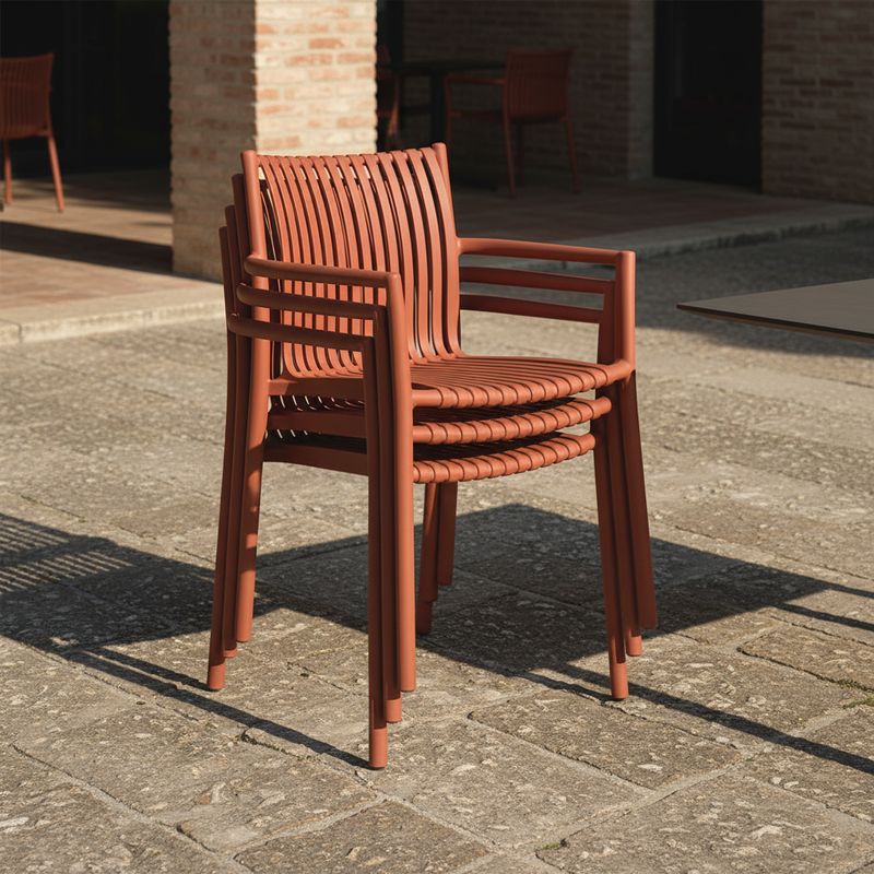 moia greenwood moia greenwood sedia poltrona siena in polipropilene mattone a listelli sedia outdoor impilabile resistente uv ean 8013054838422
