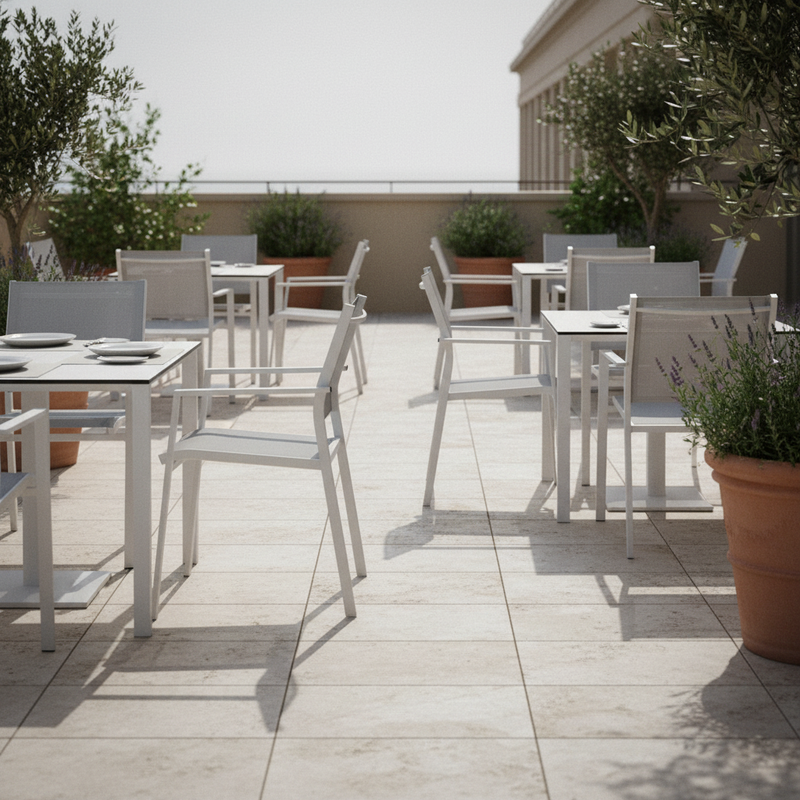 moia greenwood moia greenwood sedia poltrona zara in alluminio bianco e textilene grigio sedia outdoor con braccioli impilabile ean 8013054834929