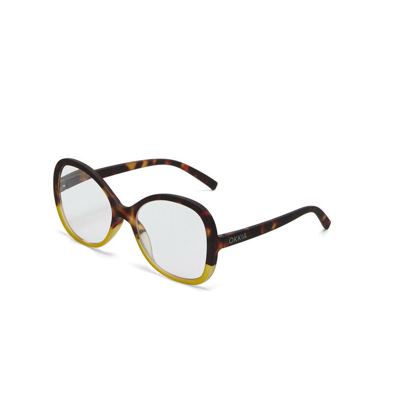 okkia okkia occhiale da lettura mod verona premontato butterfly soft touch spring anti luce blu havana giallo diottrie 3 00 ean 8056211374494