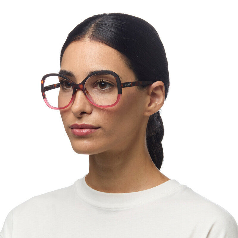 okkia okkia occhiale da lettura mod verona premontato butterfly soft touch spring anti luce blu havana pink diottrie 1 5 ean 8056211374418