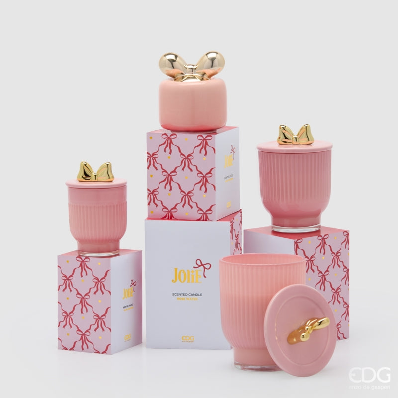edg enzo de gasperi edg enzo de gasperi candela di natale fiocco con vaso h 13 cm d 9 cm rose water rosa oro ean 8059824544049