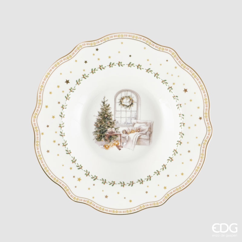 edg enzo de gasperi edg enzo de gasperi servizio piatti caminetto natalizio 24 pz ceramica bianco verde piano fondo dessert e ciotole ean 8059824668073