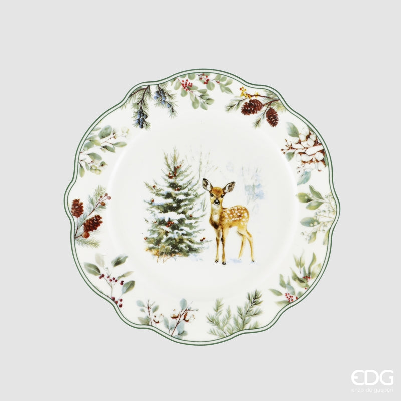 edg enzo de gasperi edg enzo de gasperi servizio piatti pino innevato di natale 24 pz ceramica verde mix piano fondo dessert e ciotole ean 8059824668097