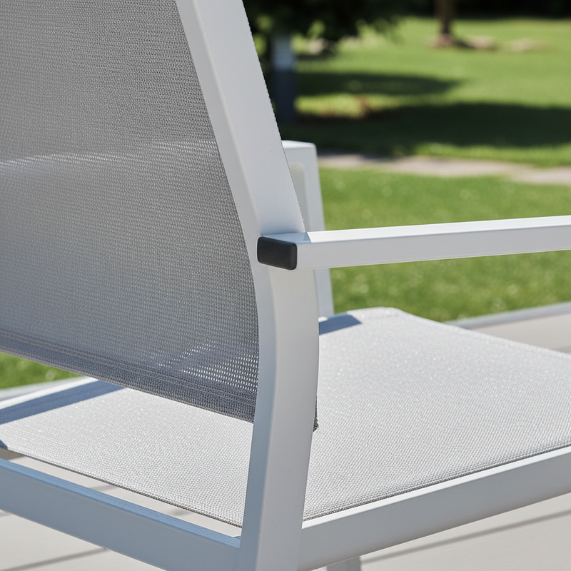 moia greenwood moia greenwood sedia poltrona zara in alluminio bianco e textilene grigio sedia outdoor con braccioli impilabile ean 8013054834929