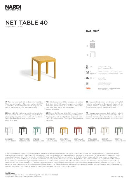 nardi nardi net table 40 senape ean 8010352062566