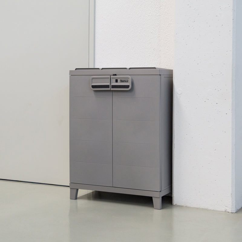 toomax toomax armadio 2 ante second life 66 x 40 cm h 88 cm grigio tortora mobile multiuso in plastica riciclata ean 8009371904551