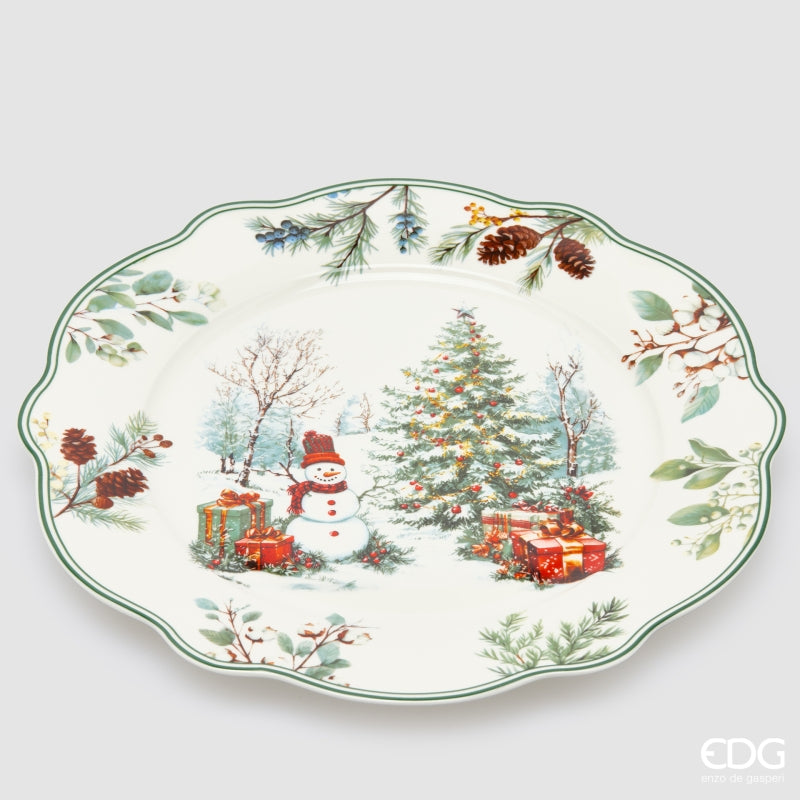 edg enzo de gasperi edg enzo de gasperi servizio piatti pino innevato di natale 24 pz ceramica verde mix piano fondo dessert e ciotole ean 8059824668097