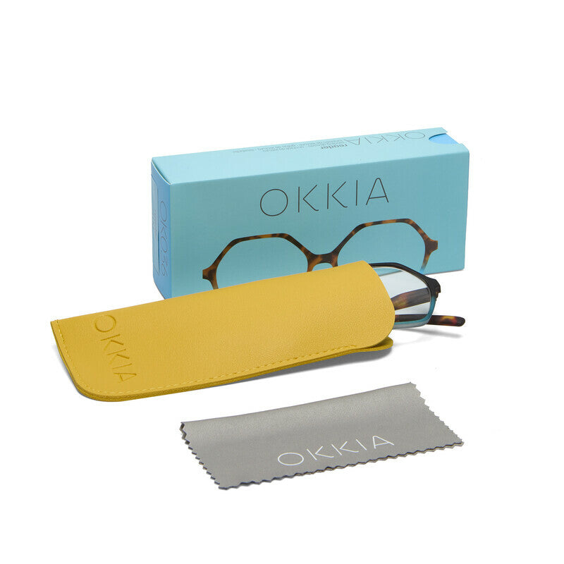okkia okkia occhiale da lettura mod valencia premontato soft touch spring anti luce blu havana blue diottrie 2 50 ean 8056211374630