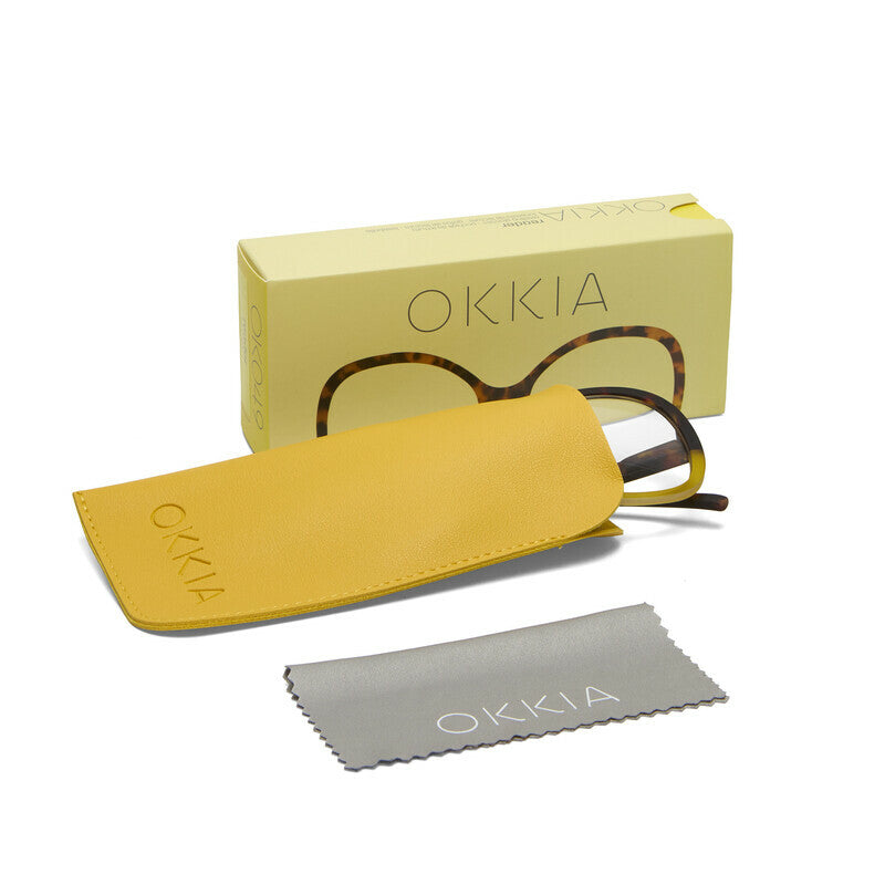 okkia okkia occhiale da lettura mod verona premontato butterfly soft touch spring anti luce blu havana giallo diottrie 2 00 ean 8056211374470