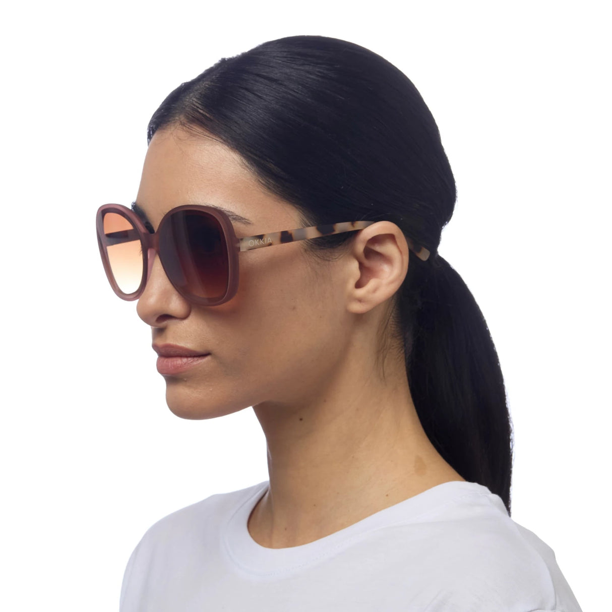 okkia okkia occhiale da sole premontato butterfly mod anna traslucent pink clear havana ean 8055773198067