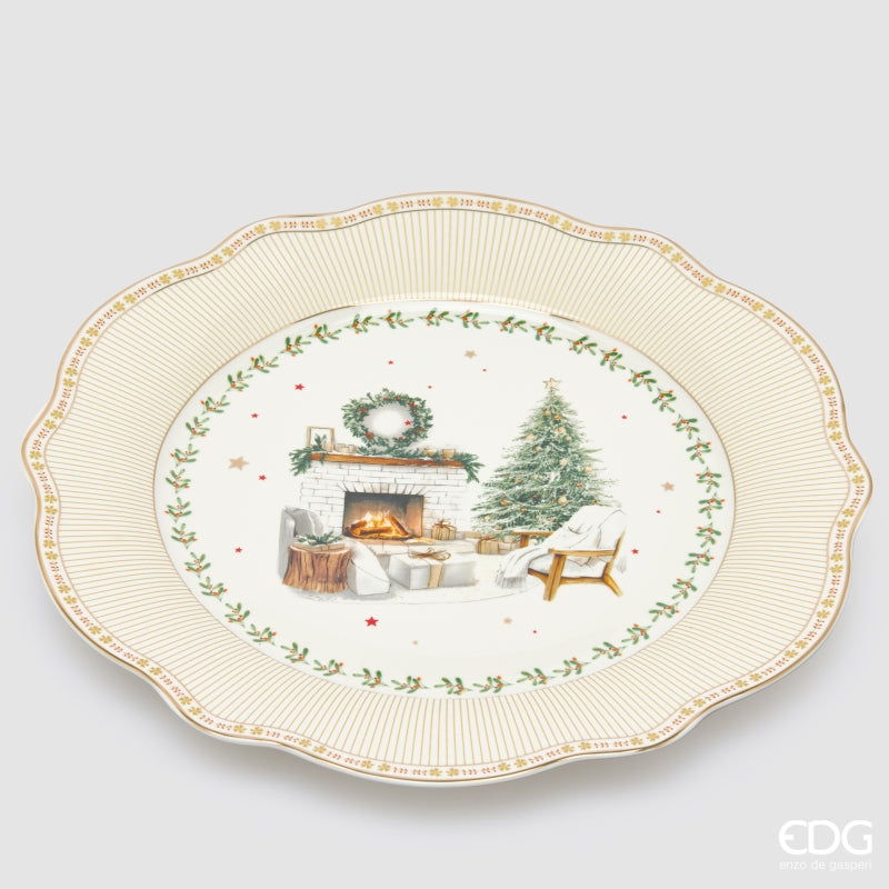 edg enzo de gasperi edg enzo de gasperi servizio piatti caminetto natalizio 24 pz ceramica bianco verde piano fondo dessert e ciotole ean 8059824668073