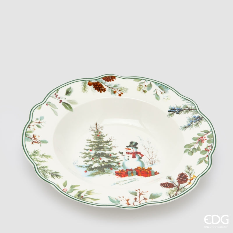 edg enzo de gasperi edg enzo de gasperi servizio piatti pino innevato di natale 24 pz ceramica verde mix piano fondo dessert e ciotole ean 8059824668097