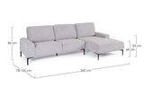 bizzotto bizzotto divano 3 posti washington con penisola grigio chiaro ean 8051836606296