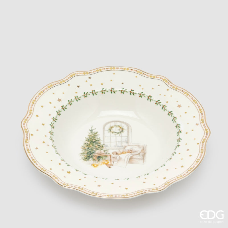 edg enzo de gasperi edg enzo de gasperi servizio piatti caminetto natalizio 24 pz ceramica bianco verde piano fondo dessert e ciotole ean 8059824668073