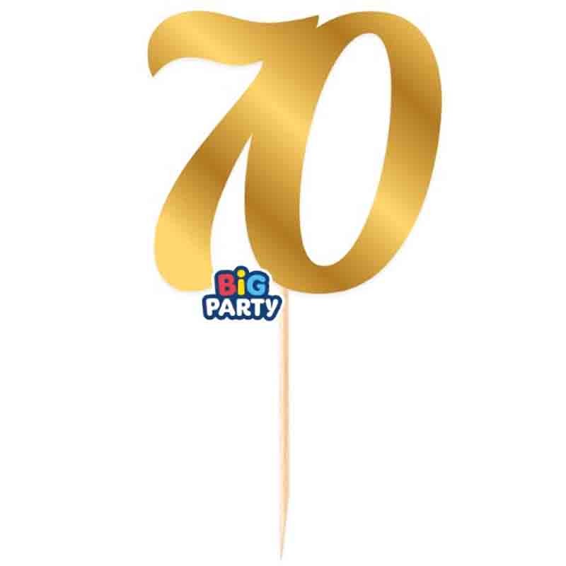 Big Party Mini Cake Topper Núm. 70 Oro Metal
