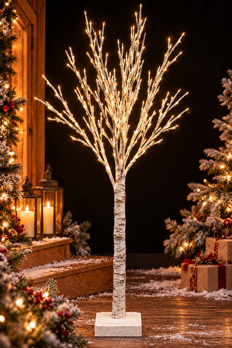 ARPIMEX Árbol de Navidad Nevada Blanco H 125 cm con Luces LED Blanco Cálido