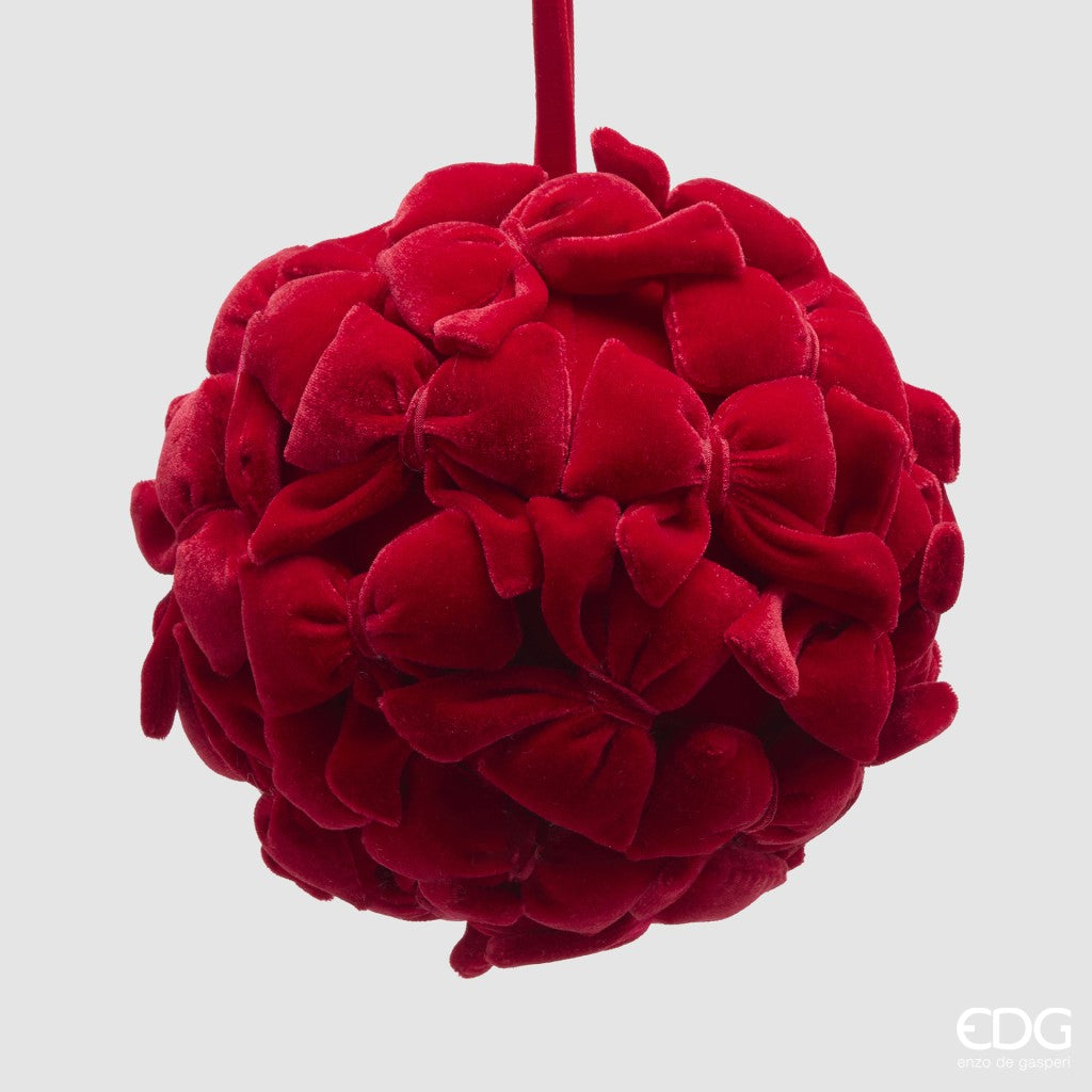 EDG Enzo De Gasperi Palla di Natale con Fiocchi Rossi Ø18 cm – Decorazione per Albero