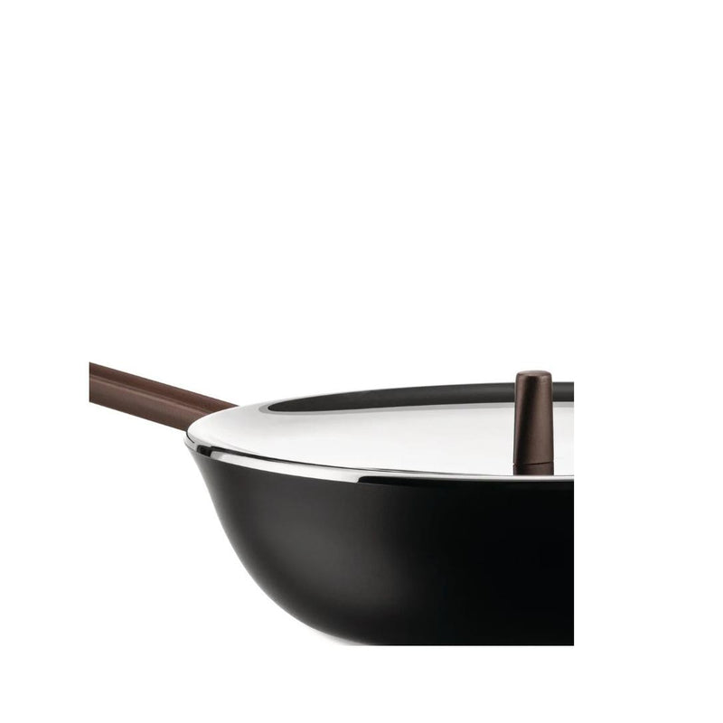 Sartén Alta Alessi Edo 28 cm Marrón con Mango Largo – Sartén en Acero Diseño Elegante